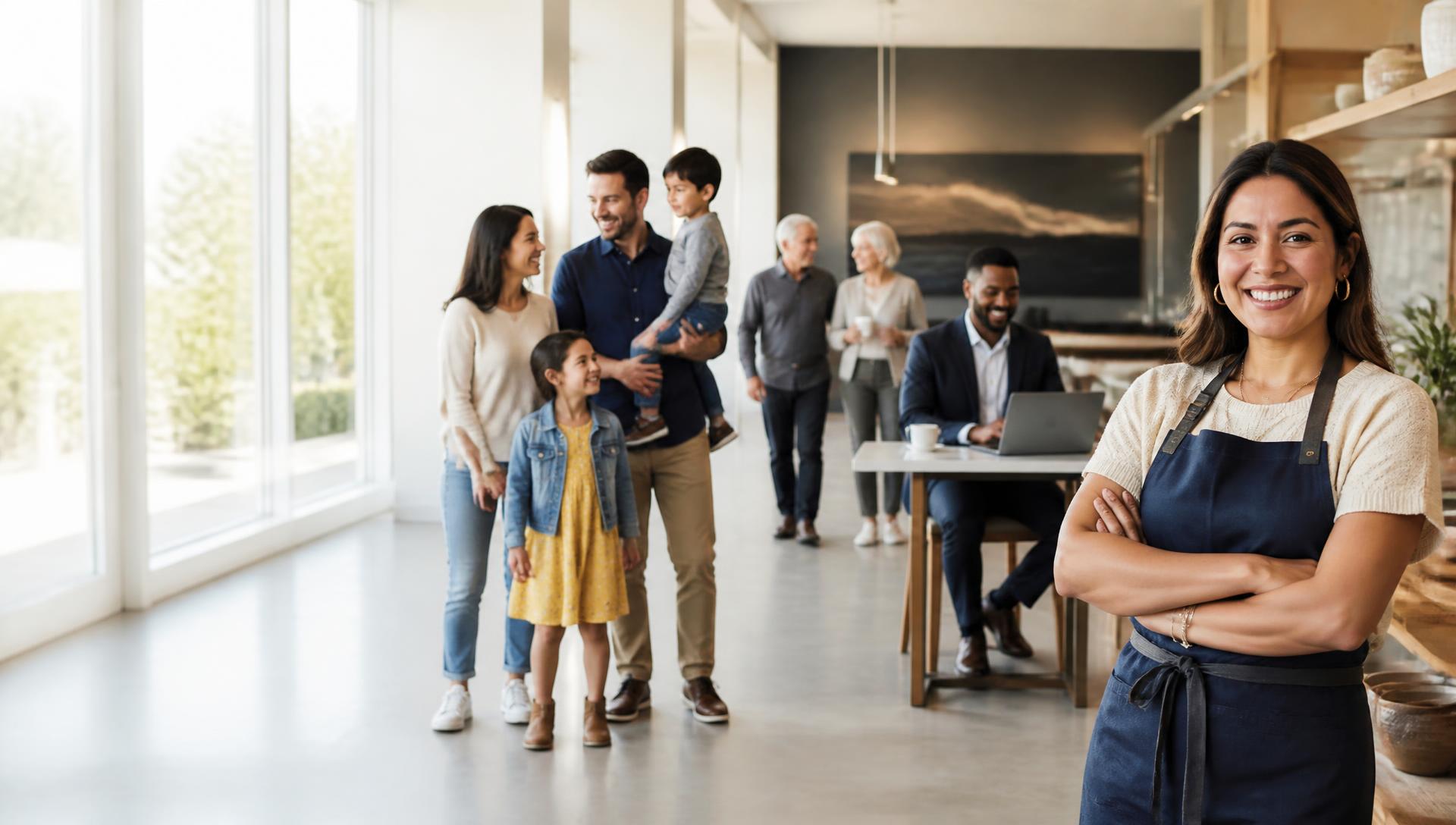 Families, entrepreneurs and professionals in a bright modern space